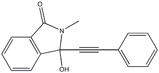 3-hydroxy-2-methyl-3-(2-phenylethynyl)-1-isoindolinone Struktur