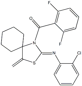 {2-[(2-chlorophenyl)imino]-4-methylidene-3-thia-1-azaspiro[4.5]dec-1-yl}(2,6-difluorophenyl)methanone