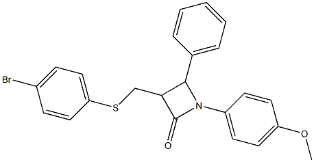 3-{[(4-bromophenyl)sulfanyl]methyl}-1-(4-methoxyphenyl)-4-phenyl-2-azetanone,,结构式