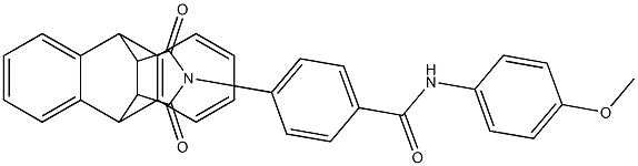 4-[16,18-dioxo-17-azapentacyclo[6.6.5.0~2,7~.0~9,14~.0~15,19~]nonadeca-2,4,6,9(14),10,12-hexaen-17-yl]-N-(4-methoxyphenyl)benzenecarboxamide Struktur