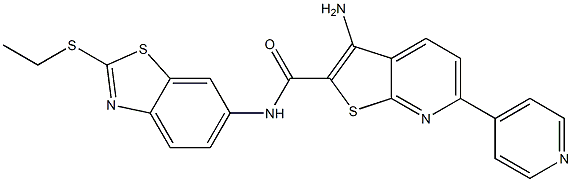 3-amino-N-[2-(ethylsulfanyl)-1,3-benzothiazol-6-yl]-6-(4-pyridinyl)thieno[2,3-b]pyridine-2-carboxamide Structure