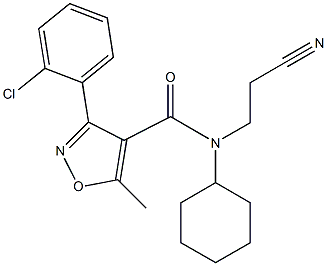 N4-(2-cyanoethyl)-N4-cyclohexyl-3-(2-chlorophenyl)-5-methyl-4-isoxazolecarboxamide Struktur