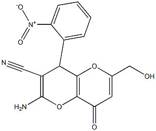 2-amino-6-(hydroxymethyl)-4-(2-nitrophenyl)-8-oxo-4,8-dihydropyrano[3,2-b]pyran-3-carbonitrile 化学構造式