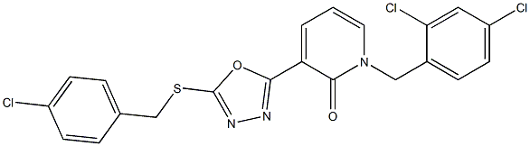 3-{5-[(4-chlorobenzyl)sulfanyl]-1,3,4-oxadiazol-2-yl}-1-(2,4-dichlorobenzyl)-2(1H)-pyridinone,,结构式