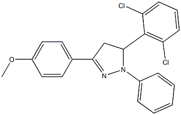 5-(2,6-dichlorophenyl)-3-(4-methoxyphenyl)-1-phenyl-4,5-dihydro-1H-pyrazole 化学構造式