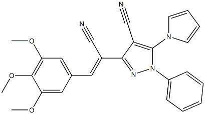 3-[1-cyano-2-(3,4,5-trimethoxyphenyl)vinyl]-1-phenyl-5-(1H-pyrrol-1-yl)-1H-pyrazole-4-carbonitrile Structure