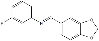 N1-(1,3-benzodioxol-5-ylmethylidene)-3-fluoroaniline Struktur