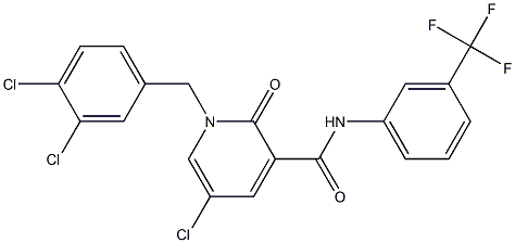 5-chloro-1-(3,4-dichlorobenzyl)-2-oxo-N-[3-(trifluoromethyl)phenyl]-1,2-dihydro-3-pyridinecarboxamide,,结构式