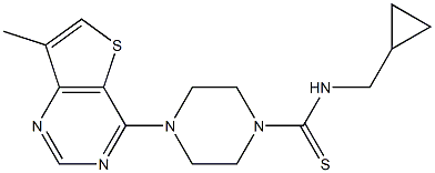 N1-cyclopropylmethyl-4-(7-methylthieno[3,2-d]pyrimidin-4-yl)piperazine-1-carbothioamide Struktur