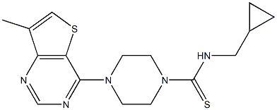 N1-cyclopropylmethyl-4-(7-methylthieno[3,2-d]pyrimidin-4-yl)piperazine-1-carbothioamide 化学構造式