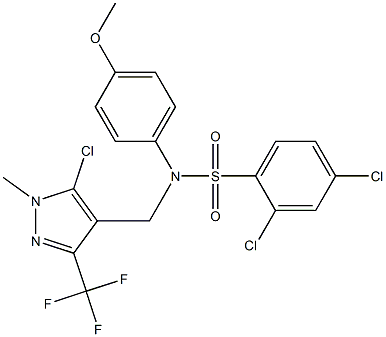 2,4-dichloro-N-{[5-chloro-1-methyl-3-(trifluoromethyl)-1H-pyrazol-4-yl]methyl}-N-(4-methoxyphenyl)benzenesulfonamide Struktur