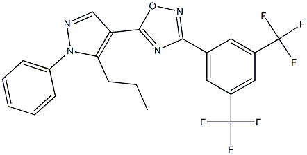 3-[3,5-di(trifluoromethyl)phenyl]-5-(1-phenyl-5-propyl-1H-pyrazol-4-yl)-1,2,4-oxadiazole 结构式