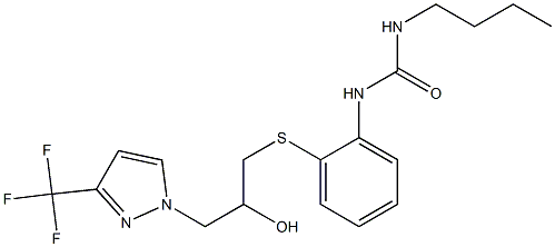 N-butyl-N'-[2-({2-hydroxy-3-[3-(trifluoromethyl)-1H-pyrazol-1-yl]propyl}thio)phenyl]urea Structure