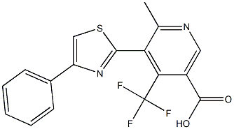 6-methyl-5-(4-phenyl-1,3-thiazol-2-yl)-4-(trifluoromethyl)nicotinic acid 化学構造式