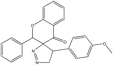 4',5'-dihydro-4'-(4-methoxyphenyl)-2-phenyl-spiro[2H-1-benzopyran-3(4H),3'-[3H]pyrazol]-4-one 化学構造式