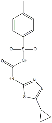 2-cyclopropyl-5-[({[(4-methylphenyl)sulfonyl]amino}carbonyl)amino]-1,3,4-thiadiazole,,结构式