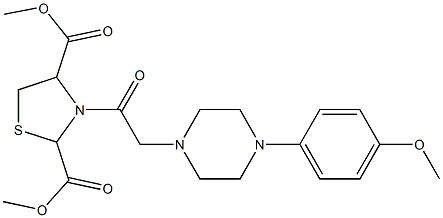 dimethyl 3-{2-[4-(4-methoxyphenyl)piperazino]acetyl}-1,3-thiazolane-2,4-dicarboxylate Structure
