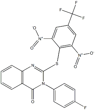 2-{[2,6-dinitro-4-(trifluoromethyl)phenyl]thio}-3-(4-fluorophenyl)-3,4-dihydroquinazolin-4-one 化学構造式