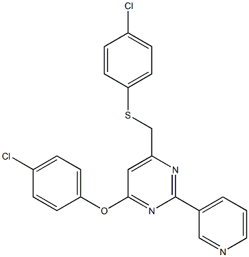 4-(4-chlorophenoxy)-6-{[(4-chlorophenyl)sulfanyl]methyl}-2-(3-pyridinyl)pyrimidine 化学構造式