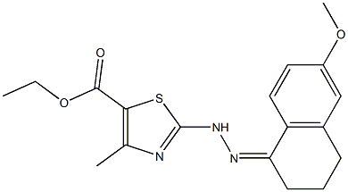ethyl 2-[2-(6-methoxy-1,2,3,4-tetrahydronaphthalen-1-yliden)hydrazino]-4-methyl-1,3-thiazole-5-carboxylate Struktur