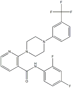N-(2,4-difluorophenyl)-2-{4-[3-(trifluoromethyl)phenyl]piperazino}nicotinamide Struktur