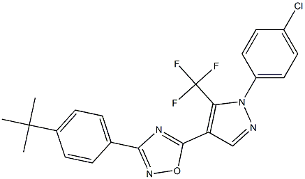 3-[4-(tert-butyl)phenyl]-5-[1-(4-chlorophenyl)-5-(trifluoromethyl)-1H-pyrazol-4-yl]-1,2,4-oxadiazole,,结构式