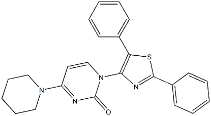 1-(2,5-diphenyl-1,3-thiazol-4-yl)-4-piperidino-1,2-dihydropyrimidin-2-one Struktur