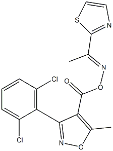 3-(2,6-dichlorophenyl)-5-methyl-4-[({[(E)-1-(1,3-thiazol-2-yl)ethylidene]amino}oxy)carbonyl]isoxazole 结构式