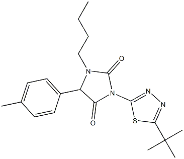 1-butyl-3-[5-(tert-butyl)-1,3,4-thiadiazol-2-yl]-5-(4-methylphenyl)imidazolidine-2,4-dione Structure