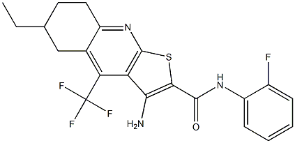 3-amino-6-ethyl-N-(2-fluorophenyl)-4-(trifluoromethyl)-5,6,7,8-tetrahydrothieno[2,3-b]quinoline-2-carboxamide Structure