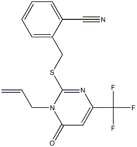 2-({[1-allyl-6-oxo-4-(trifluoromethyl)-1,6-dihydro-2-pyrimidinyl]sulfanyl}methyl)benzenecarbonitrile 化学構造式