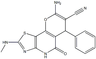 8-amino-2-(methylamino)-5-oxo-6-phenyl-4,6-dihydro-5H-pyrano[2,3-d][1,3]thiazolo[4,5-b]pyridine-7-carbonitrile Structure