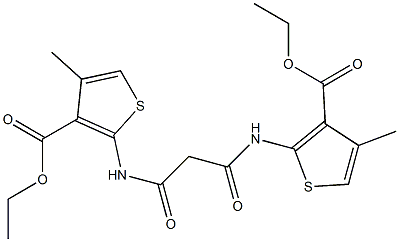 ethyl 2-[(3-{[3-(ethoxycarbonyl)-4-methyl-2-thienyl]amino}-3-oxopropanoyl)amino]-4-methylthiophene-3-carboxylate Struktur