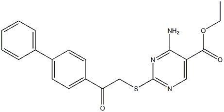 ethyl 4-amino-2-[(2-[1,1'-biphenyl]-4-yl-2-oxoethyl)thio]pyrimidine-5-carboxylate Structure