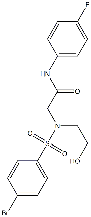 N1-(4-fluorophenyl)-2-[[(4-bromophenyl)sulfonyl](2-hydroxyethyl)amino]acetamide,,结构式