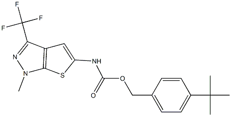 4-(tert-butyl)benzyl N-[1-methyl-3-(trifluoromethyl)-1H-thieno[2,3-c]pyrazol-5-yl]carbamate Structure