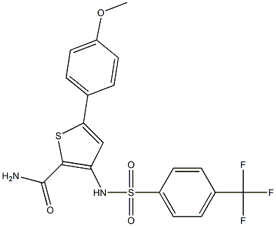 5-(4-methoxyphenyl)-3-({[4-(trifluoromethyl)phenyl]sulfonyl}amino)thiophene-2-carboxamide,,结构式