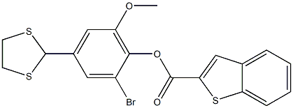 2-bromo-4-(1,3-dithiolan-2-yl)-6-methoxyphenyl benzo[b]thiophene-2-carboxylate Structure