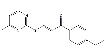 3-[(4,6-dimethylpyrimidin-2-yl)thio]-1-(4-ethylphenyl)prop-2-en-1-one 化学構造式