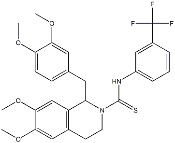 N2-[3-(trifluoromethyl)phenyl]-1-(3,4-dimethoxybenzyl)-6,7-dimethoxy-1,2,3,4-tetrahydroisoquinoline-2-carbothioamide,,结构式