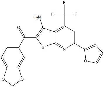 [3-amino-6-(2-furyl)-4-(trifluoromethyl)thieno[2,3-b]pyridin-2-yl](1,3-benzodioxol-5-yl)methanone Structure