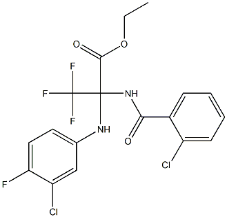 ethyl 2-[(2-chlorobenzoyl)amino]-2-(3-chloro-4-fluoroanilino)-3,3,3-trifluoropropanoate Struktur