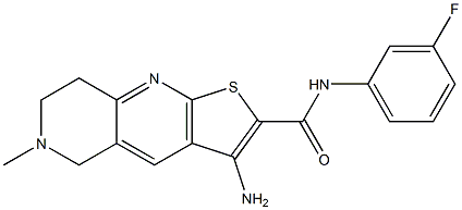 3-amino-N-(3-fluorophenyl)-6-methyl-5,6,7,8-tetrahydrothieno[2,3-b][1,6]naphthyridine-2-carboxamide 化学構造式