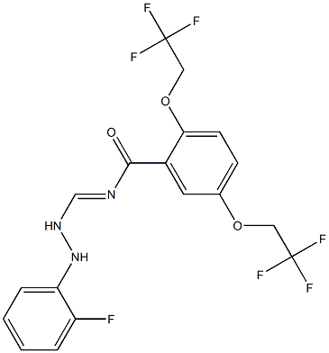 N-{[2-(2-fluorophenyl)hydrazino]methylene}-2,5-bis(2,2,2-trifluoroethoxy)benzenecarboxamide Struktur