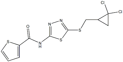 N2-(5-{[(2,2-dichlorocyclopropyl)methyl]thio}-1,3,4-thiadiazol-2-yl)thiophene-2-carboxamide Structure