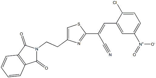 (E)-3-(2-chloro-5-nitrophenyl)-2-{4-[2-(1,3-dioxo-1,3-dihydro-2H-isoindol-2-yl)ethyl]-1,3-thiazol-2-yl}-2-propenenitrile Structure