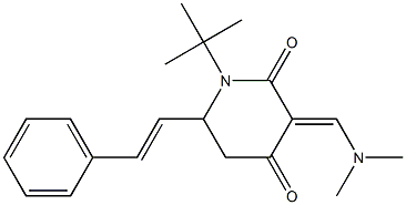 1-(tert-butyl)-3-[(dimethylamino)methylene]-6-styryldihydro-2,4(1H,3H)-pyridinedione 化学構造式