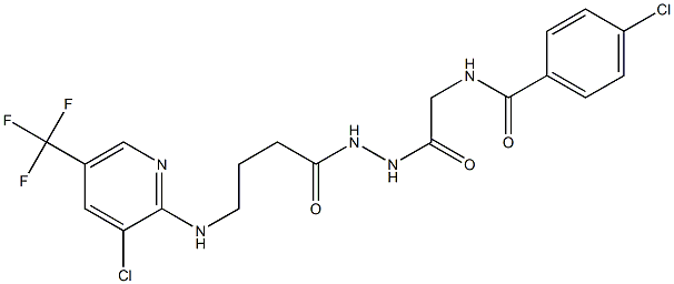 4-chloro-N-{2-[2-(4-{[3-chloro-5-(trifluoromethyl)-2-pyridinyl]amino}butanoyl)hydrazino]-2-oxoethyl}benzenecarboxamide,,结构式