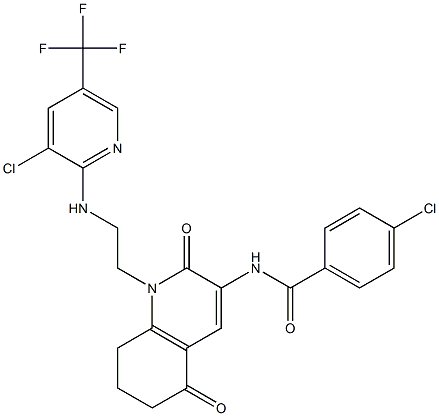 4-chloro-N-[1-(2-{[3-chloro-5-(trifluoromethyl)-2-pyridinyl]amino}ethyl)-2,5-dioxo-1,2,5,6,7,8-hexahydro-3-quinolinyl]benzenecarboxamide