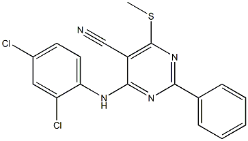 4-(2,4-dichloroanilino)-6-(methylthio)-2-phenylpyrimidine-5-carbonitrile